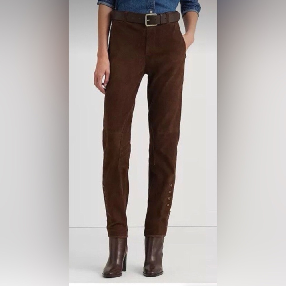 Ralph Lauren Black Label Genuine suede Riding pants Sz 12 Dark Chocolate Brown